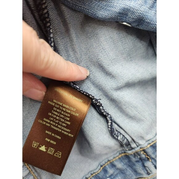 Kut From The Kloth Womens XS Distressed Denim Jacket With Button Front & Pockets - Picture 4 of 6